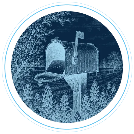 A mailbox with a letter among bluebonnets
